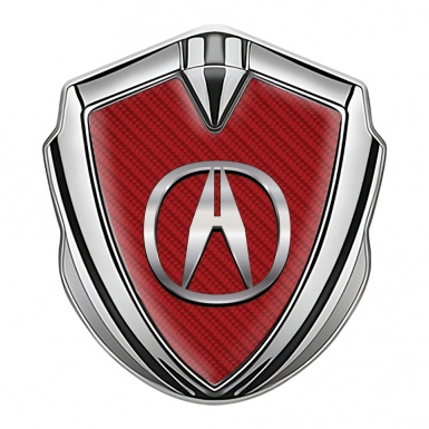 Acura Metal Emblem Self Adhesive Silver Red Carbon Polished Design