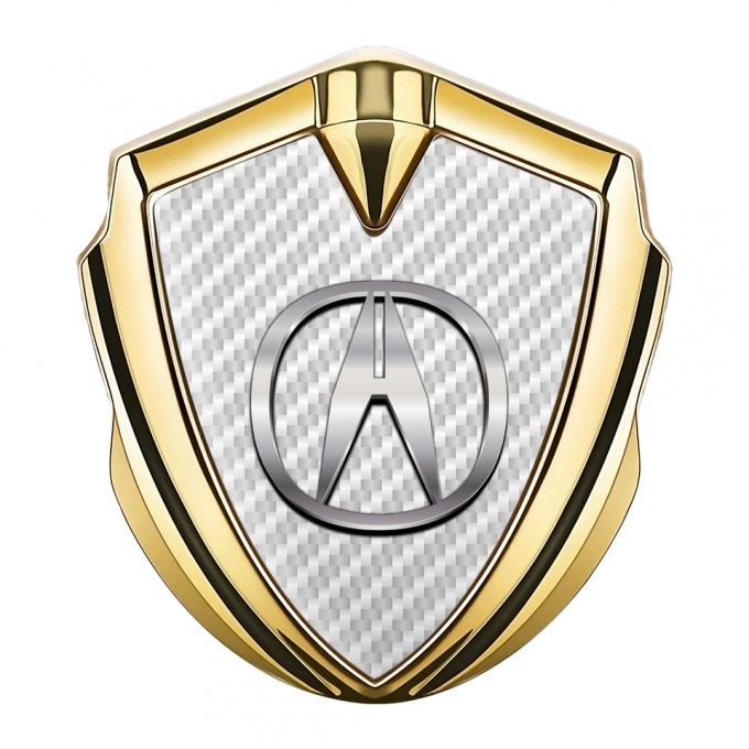 Acura 3D Car Metal Domed Emblem Gold White Carbon Polished Logo