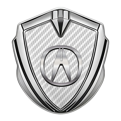 Acura 3D Car Metal Domed Emblem Silver White Carbon Polished Logo