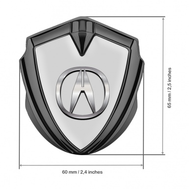 Acura Emblem Badge Self Adhesive Graphite Grey Base Polished Logo