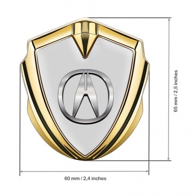 Acura Emblem Badge Self Adhesive Gold Grey Base Polished Logo