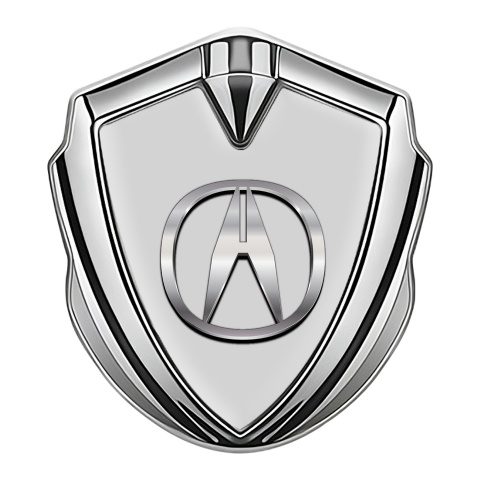 Acura Emblem Badge Self Adhesive Silver Grey Base Polished Logo