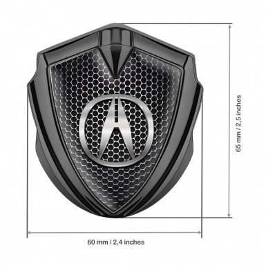 Acura Fender Emblem Badge Graphite Metallic Grate Chrome Logo Effect