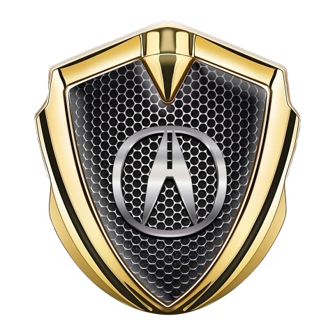 Acura Fender Emblem Badge Gold Metallic Grate Chrome Logo Effect