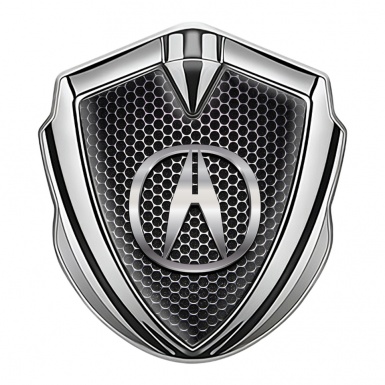 Acura Fender Emblem Badge Silver Metallic Grate Chrome Logo Effect