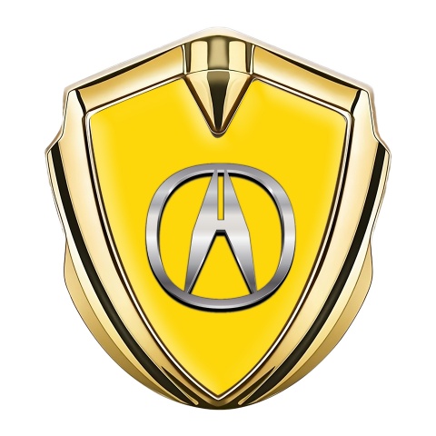 Acura Emblem Self Adhesive Gold Yellow Background Chromed Effect