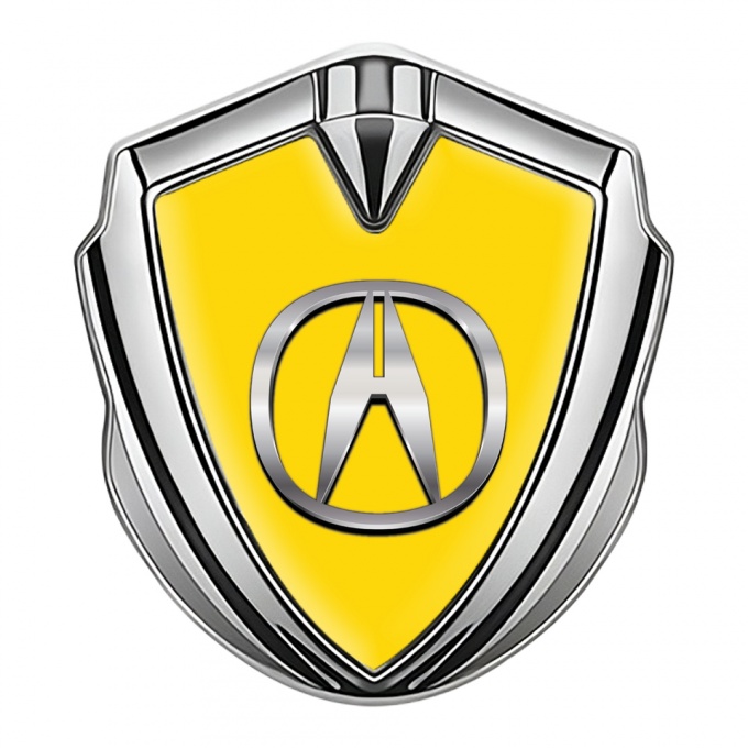 Acura Emblem Self Adhesive Silver Yellow Background Chromed Effect