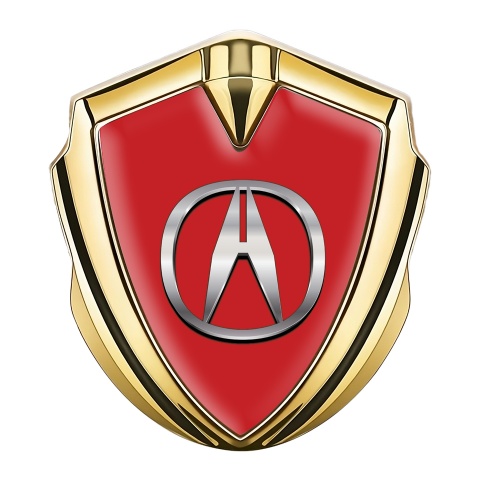 Acura Bodyside Emblem Badge Gold Crimson Base Chromed Variant
