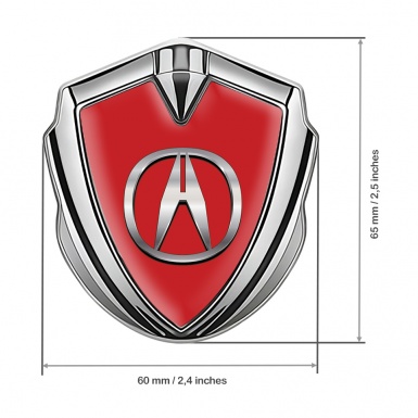 Acura Bodyside Emblem Badge Silver Crimson Base Chromed Variant