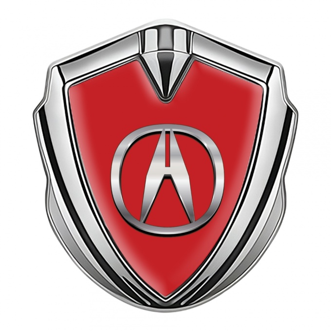 Acura Bodyside Emblem Badge Silver Crimson Base Chromed Variant