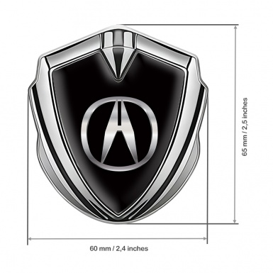 Acura Bodyside Domed Emblem Silver Black Noir Polished Logo Design