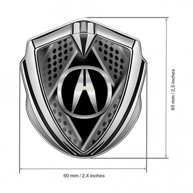 Acura Bodyside Emblem Self Adhesive Silver Bladed Motif Polished Logo