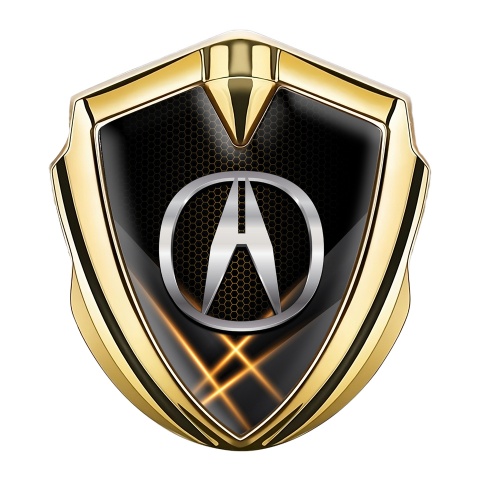 Acura Emblem Fender Badge Gold Orange Hex Mesh Chromatic Logo
