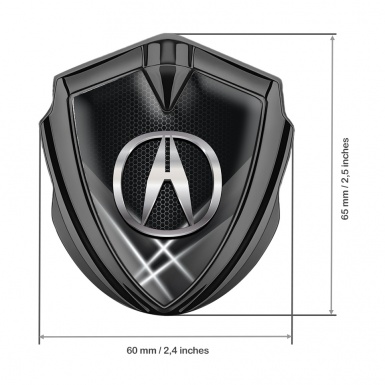 Acura Fender Emblem Badge Graphite Grey Pattern Chromed Logo Effect