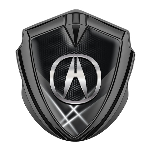 Acura Fender Emblem Badge Graphite Grey Pattern Chromed Logo Effect
