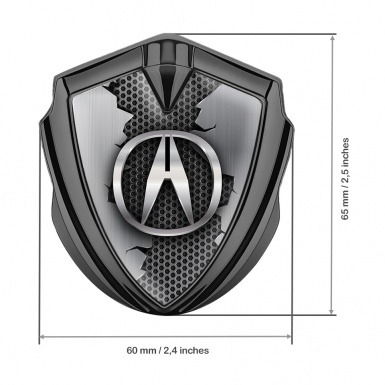 Acura Emblem Trunk Badge Graphite Hex Base Torn Metal Effect