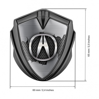 Acura Emblem Self Adhesive Graphite Dark Honeycomb Broken Steel Motif