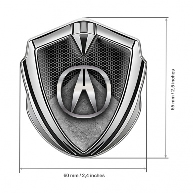 Acura Bodyside Emblem Badge Silver Honeycomb Stone Slab Edition