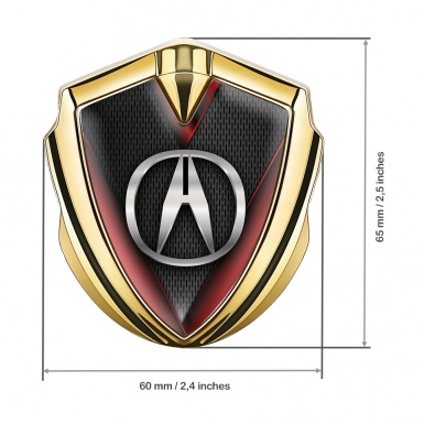 Acura Trunk Emblem Badge Gold Dark Mesh Red Elements Chrome Logo