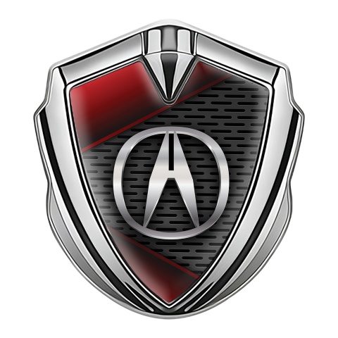 Acura Bodyside Domed Emblem Silver Dark Grate Red Fragments Design