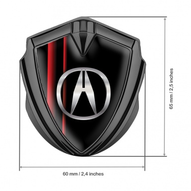 Acura Bodyside Emblem Self Adhesive Graphite Black Red Stripes Motif