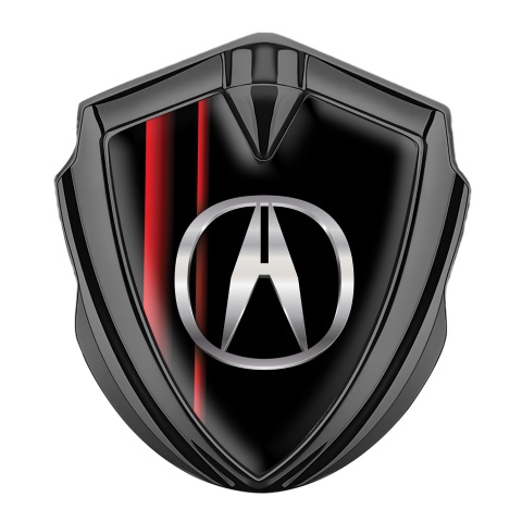 Acura Bodyside Emblem Self Adhesive Graphite Black Red Stripes Motif