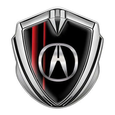 Acura Bodyside Emblem Self Adhesive Silver Black Red Stripes Motif