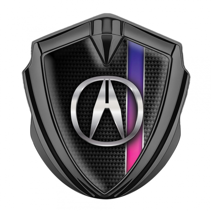Acura Metal Emblem Self Adhesive Graphite Dark Carbon Gradient Stripe