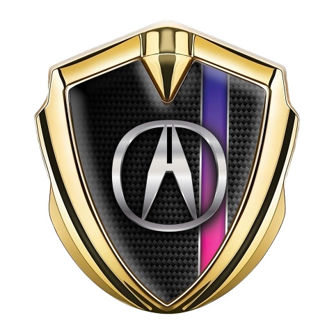 Acura Metal Emblem Self Adhesive Gold Dark Carbon Gradient Stripe