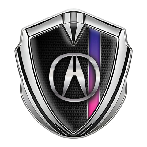 Acura Metal Emblem Self Adhesive Silver Dark Carbon Gradient Stripe