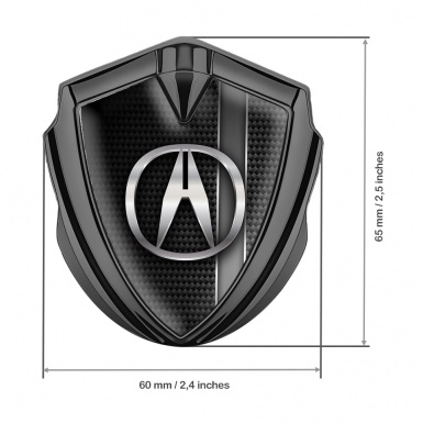 Acura 3D Car Metal Domed Emblem Graphite Greyscale Stripe Edition