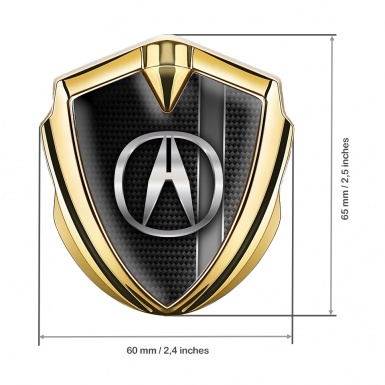 Acura 3D Car Metal Domed Emblem Gold Greyscale Stripe Edition