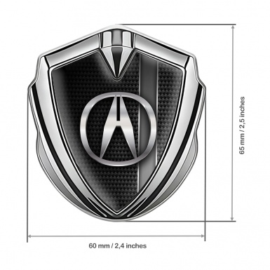 Acura 3D Car Metal Domed Emblem Silver Greyscale Stripe Edition