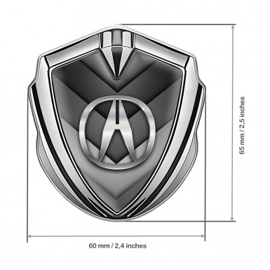 Acura Emblem Fender Badge Silver V Shaped Greyscale Elements