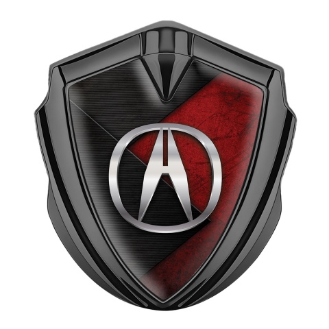 Acura Fender Emblem Badge Graphite Dual Color Plates Chrome Logo
