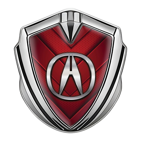 Acura Emblem Self Adhesive Silver Red Hex Crimson Elements Edition