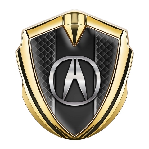Acura Emblem Fender Badge Gold Grey Cells Center Plate Design