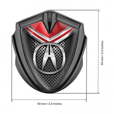 Acura Fender Emblem Badge Graphite Dark Mesh Red Crest Fragments