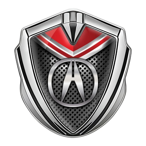 Acura Fender Emblem Badge Silver Dark Mesh Red Crest Fragments