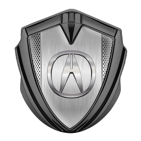 Acura Emblem Self Adhesive Graphite Steel Grate Brushed Alloy Edition