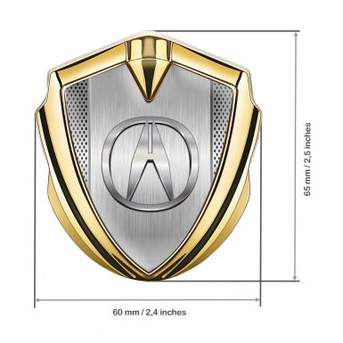 Acura Emblem Self Adhesive Gold Steel Grate Brushed Alloy Edition