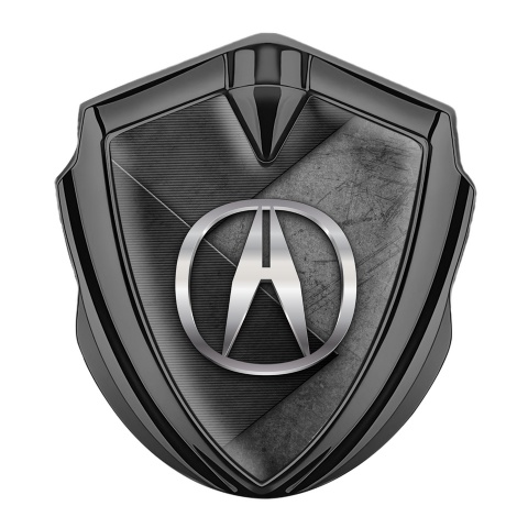 Acura Bodyside Emblem Badge Graphite Scratched Stone Plate Design