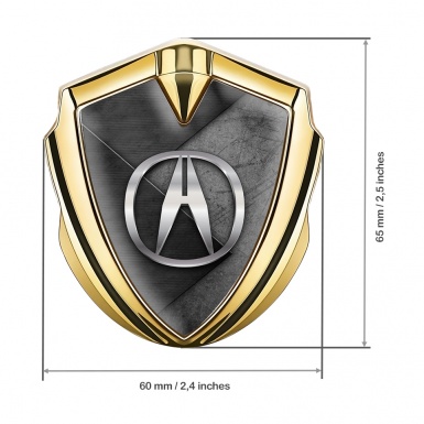 Acura Bodyside Emblem Badge Gold Scratched Stone Plate Design