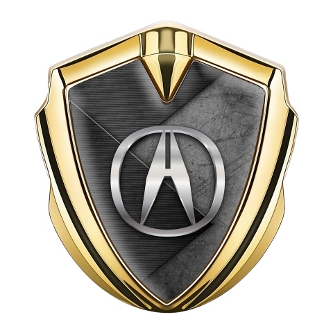 Acura Bodyside Emblem Badge Gold Scratched Stone Plate Design
