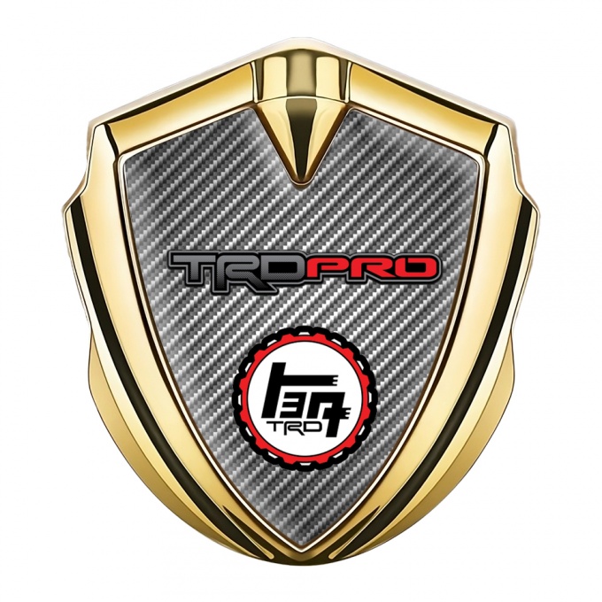 Toyota TRD Trunk Emblem Badge Gold Light Carbon Striped Design