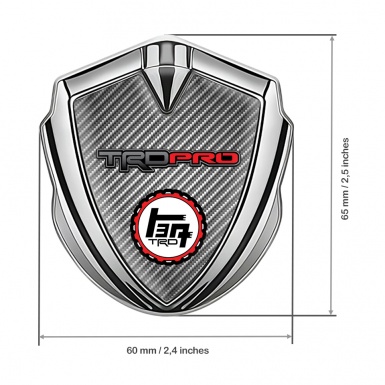 Toyota TRD Trunk Emblem Badge Silver Light Carbon Striped Design