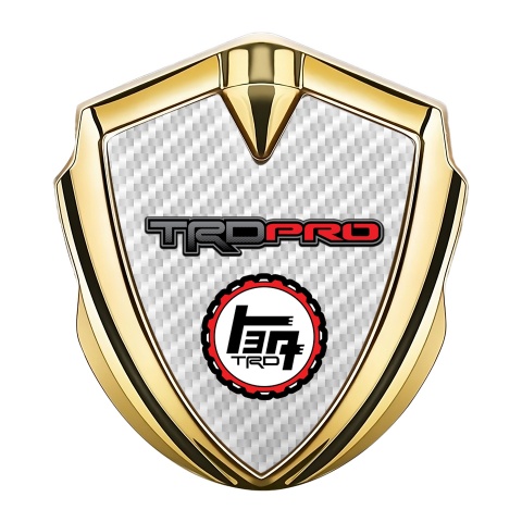 Toyota TRD 3D Car Metal Domed Emblem Gold White Carbon Circle Logo