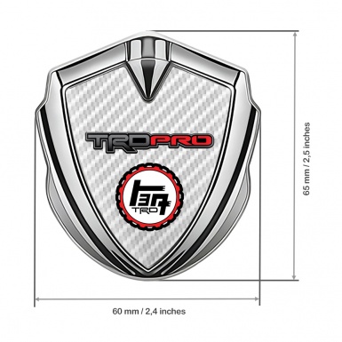 Toyota TRD 3D Car Metal Domed Emblem Silver White Carbon Circle Logo