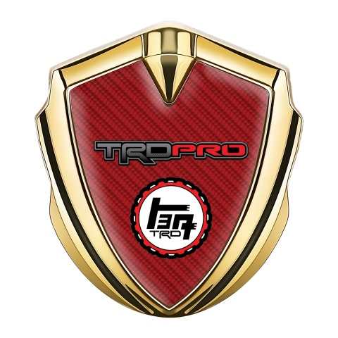 Toyota TRD Bodyside Emblem Self Adhesive Gold Red Carbon Motif
