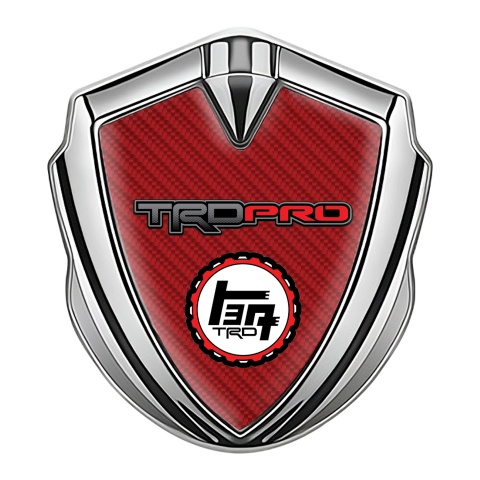 Toyota TRD Bodyside Emblem Self Adhesive Silver Red Carbon Motif